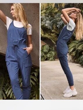 Athleta blue XS unbound jumpsuit romper travel athletic comfy lounge